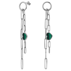 MALACHITE HEART IN A CHAIN EARRINGS