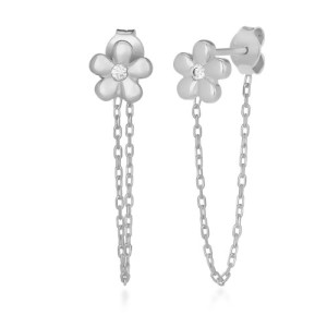 SMOOTH MINI FLOWER WITH CHAIN EARRINGS