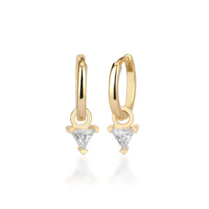 MINI TRIANGULAR WHITE ZIRCONIA MINI HOOP EARRINGS