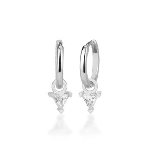 MINI TRIANGULAR WHITE ZIRCONIA MINI HOOP EARRINGS