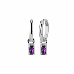 AMETHYST ZIRCONIA BAGUETTE MINI HOOP EARRINGS