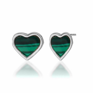 PENDIENTES BOTÓN CORAZÓN DE MALAQUITA