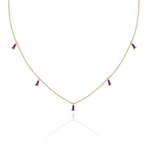 AMETHYST ZIRCONIA TAPERED BAGUETTE CHARM NECKLACE
