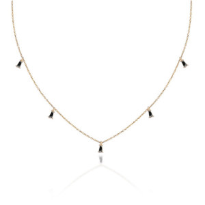 BLACK ZIRCONIA TAPERED BAGUETTE CHARM NECKLACE