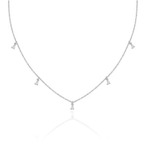 WHITE ZIRCONIA TAPERED BAGUETTE CHARM NECKLACE