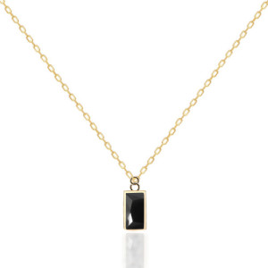 BLACK ZIRCONIA BEZEL-SET BAGUETTE PENDANT NECKLACE