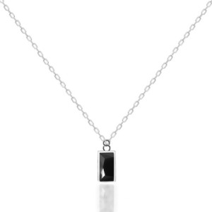 BLACK ZIRCONIA BEZEL-SET BAGUETTE PENDANT NECKLACE