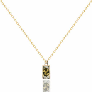 PERIDOT ZIRCONIA BEZEL-SET BAGUETTE PENDANT NECKLACE