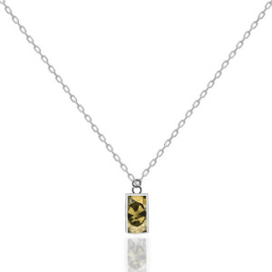 PERIDOT ZIRCONIA BEZEL-SET BAGUETTE PENDANT NECKLACE