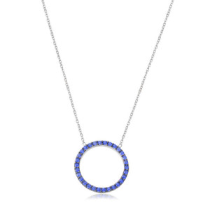 MEDIUM HOOP IN BLUE ZIRCONIA PENDANT NECKLACE