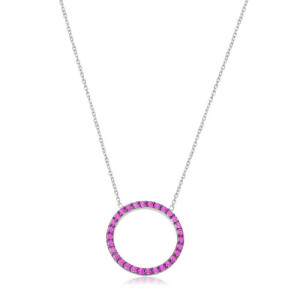 MEDIUM HOOP IN RUBY ZIRCONIA PENDANT NECKLACE