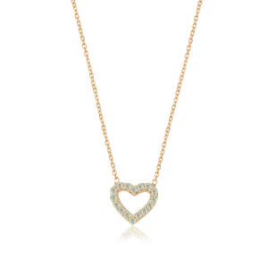 MINI HEART-SHAPED PROFILE IN WHITE ZIRCONIA PENDANT NECKLACE