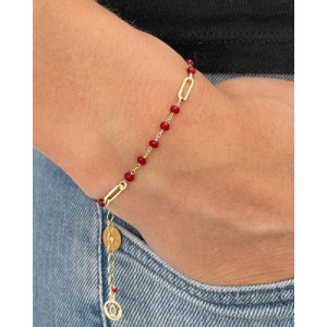 RUBY AGATE WITH LINKS ROSARY BRACELET