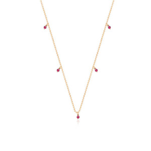 RUBY ZIRCONIA MINI BEADS CHARM NECKLACE