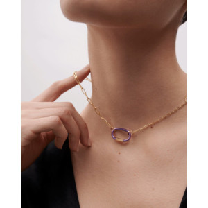 THICK CHAIN WITH LILAC LINK NECKLACE