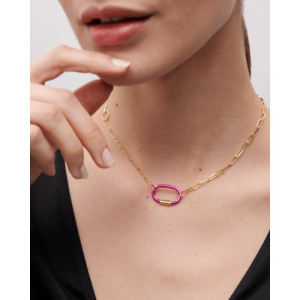 THICK CHAIN WITH PINK LINK NECKLACE