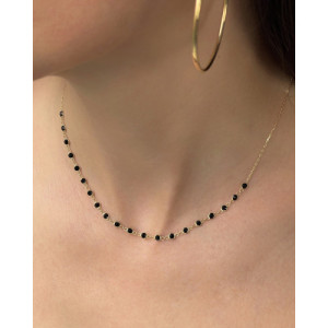 COLLAR CON CADENA CENTRAL DE CIRCONITAS NEGRAS BISELADAS