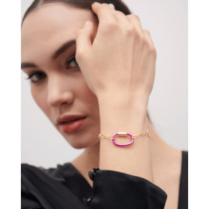 THICK CHAIN WITH PINK LINK BRACELET