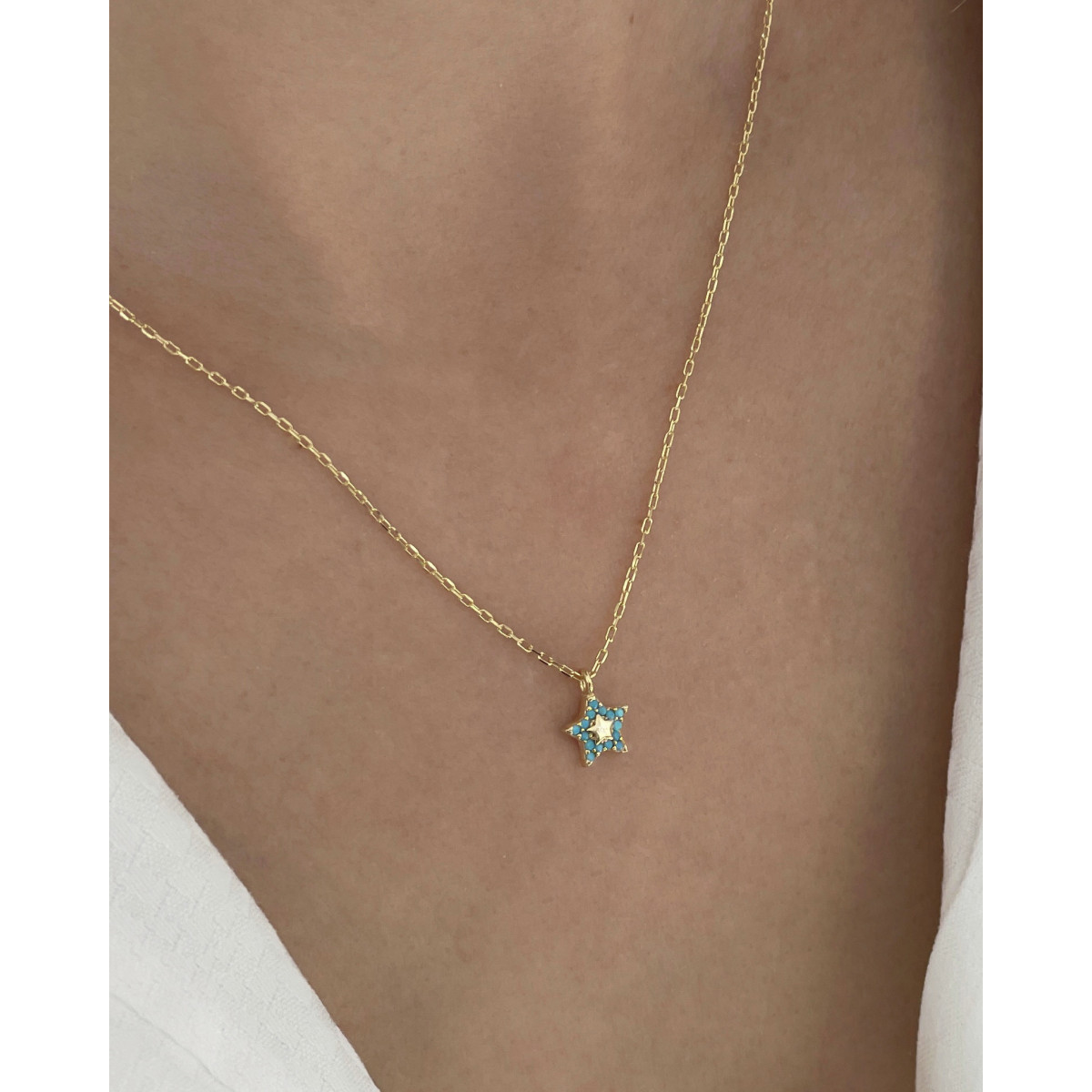 MINI TURQUOISE STAR PENDANT NECKLACE