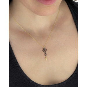 LARGE BLACK KEY PENDANT NECKLACE