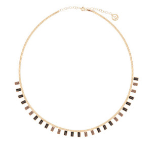EARTH TONES BAGUETTE CHARMS IN A CURB CHAIN NECKLACE
