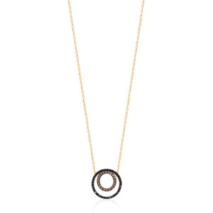 BLACK HOOP WITH A CHAMPAGNE HOOP INSIDE PENDANT NECKLACE