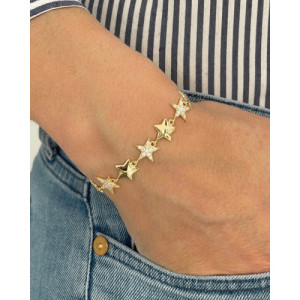 PULSERA CON ESTRELLAS LISAS ABOMBADAS Y BLANCAS