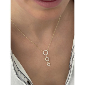 TRIPLE WHITE HOOP PENDANT NECKLACE