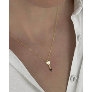 BLACK TIP ARROW PENDANT NECKLACE