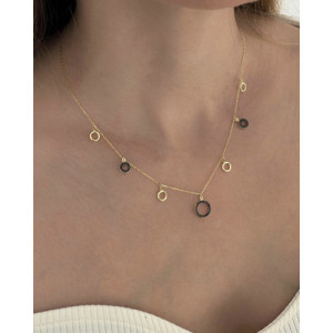 SMOOTH AND BLACK RINGS CHARM NECKLACE