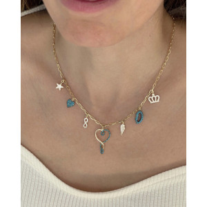 LARGE TURQUOISE HEART CHARM NECKLACE