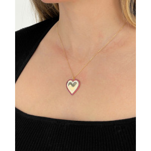 BIG RUBY HEART PENDANT NECKLACE