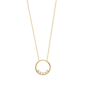SMOOTH HOOP WITH WHITE ZIRCONIA DETAILS SET IN A ROW PENDANT NECKLACE