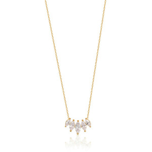 WHITE ZIRCONIA CROWN PENDANT NECKLACE