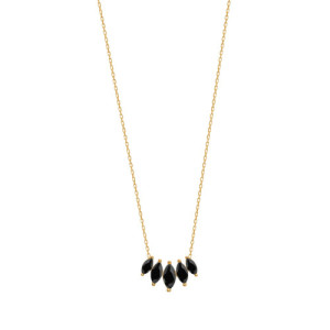 BLACK ZIRCONIA CROWN PENDANT NECKLACE