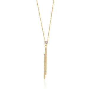 WHITE ZIRCONIA IN A HANGING DOUBLE THIN STICK PENDANT NECKLACE