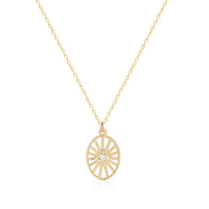 COLLAR COLGANTE PLACA OVALADA RADIAL CON CIRCONITA BLANCA