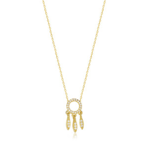 COLLAR COLGANTE MINI ARO CON GOTAS DE CIRCONITA BLANCA