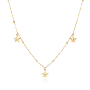 STARS WITH MINI ZIRCONIA AND BEADS CHARM NECKLACE