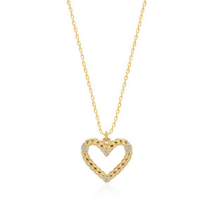 BRIDED HEART WITH WHITE ZIRCONIA DETAILS PENDANT NECKLACE