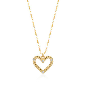 COLLAR COLGANTE CORAZÓN TRENZADO CON DETALLES DE CIRCONITA BLANCA