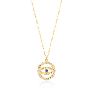 COLLAR COLGANTE OJO TRENZADO CON DETALLE AZUL