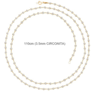 WHITE BEZEL-SET ROUND 3.5MM ZIRCONIA LONG NECKLACE