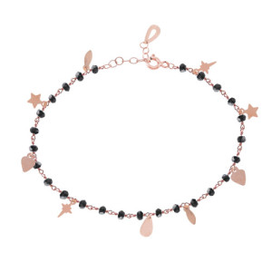 BLACK ZIRCONIA AND SMOOTH CHARMS BRACELET