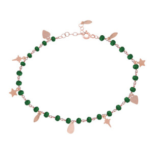 GREEN ZIRCONIA AND SMOOTH CHARMS BRACELET