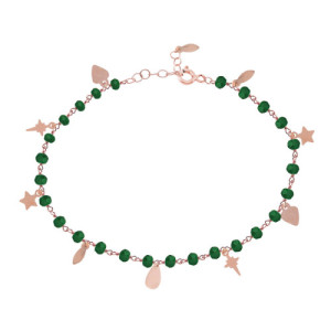 PULSERA CHARMS LISOS Y CIRCONITA VERDE