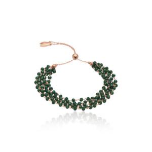 PULSERA AJUSTABLE ROSARIO CADENAS CON CIRCONITA VERDE