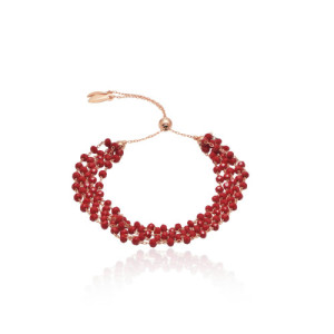 PULSERA AJUSTABLE ROSARIO CADENAS CON CIRCONITA RUBY