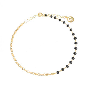 ONYX WITH OVAL MINI PLATES ROSARY BRACELET