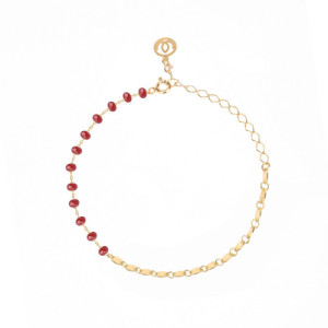 RUBY AGATE WITH OVAL MINI PLATES ROSARY BRACELET